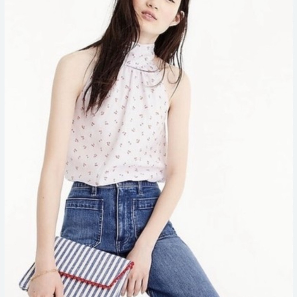 J. Crew Cherry Print Halter Top